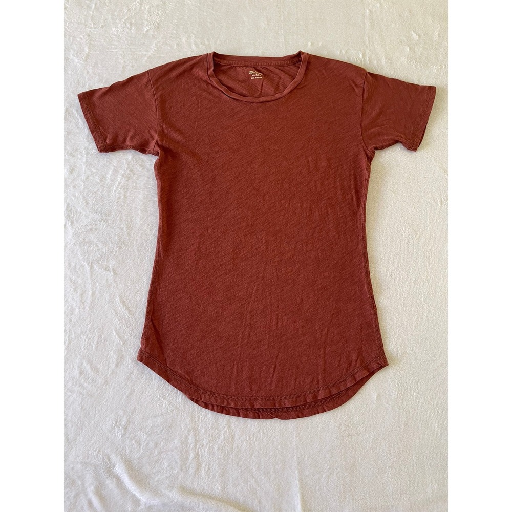 Madewell Womens XXS Rust Slub Cotton Curved Hem Short Sleeve Tee C0984